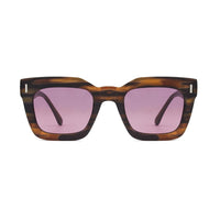 POLLY | Polarized Sunglasses | Striped Brown | Pink Lens