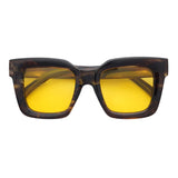 Ellie | Striped Brown | Yellow Lens