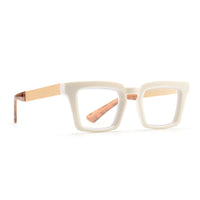 KAYDEN | Matte White | Matte Gold Temples | Blue Light