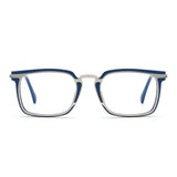 LAURENCE | Matte Silver Metal Frame | Blue Accents