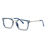 LAURENCE | Matte Silver Metal Frame | Blue Accents