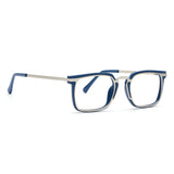 LAURENCE | Matte Silver Metal Frame | Blue Accents